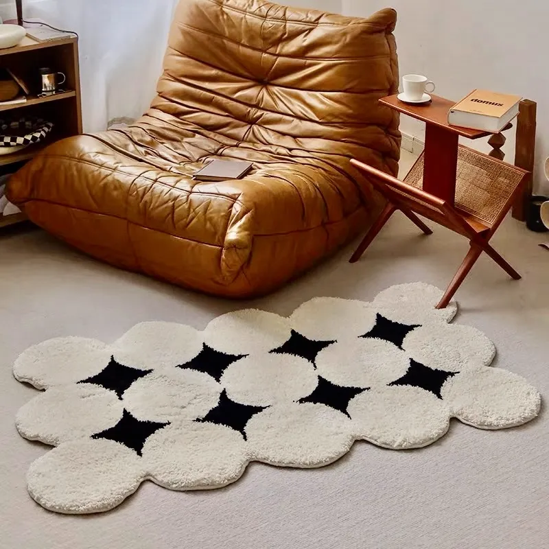 Black Starry Flocked Rug