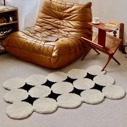 Black Starry Flocked Rug