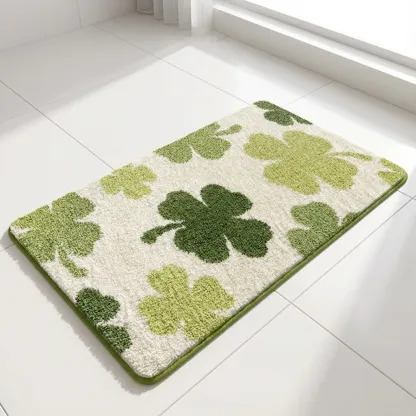 Vibrant Four-Leaf Clover Flocked Rug