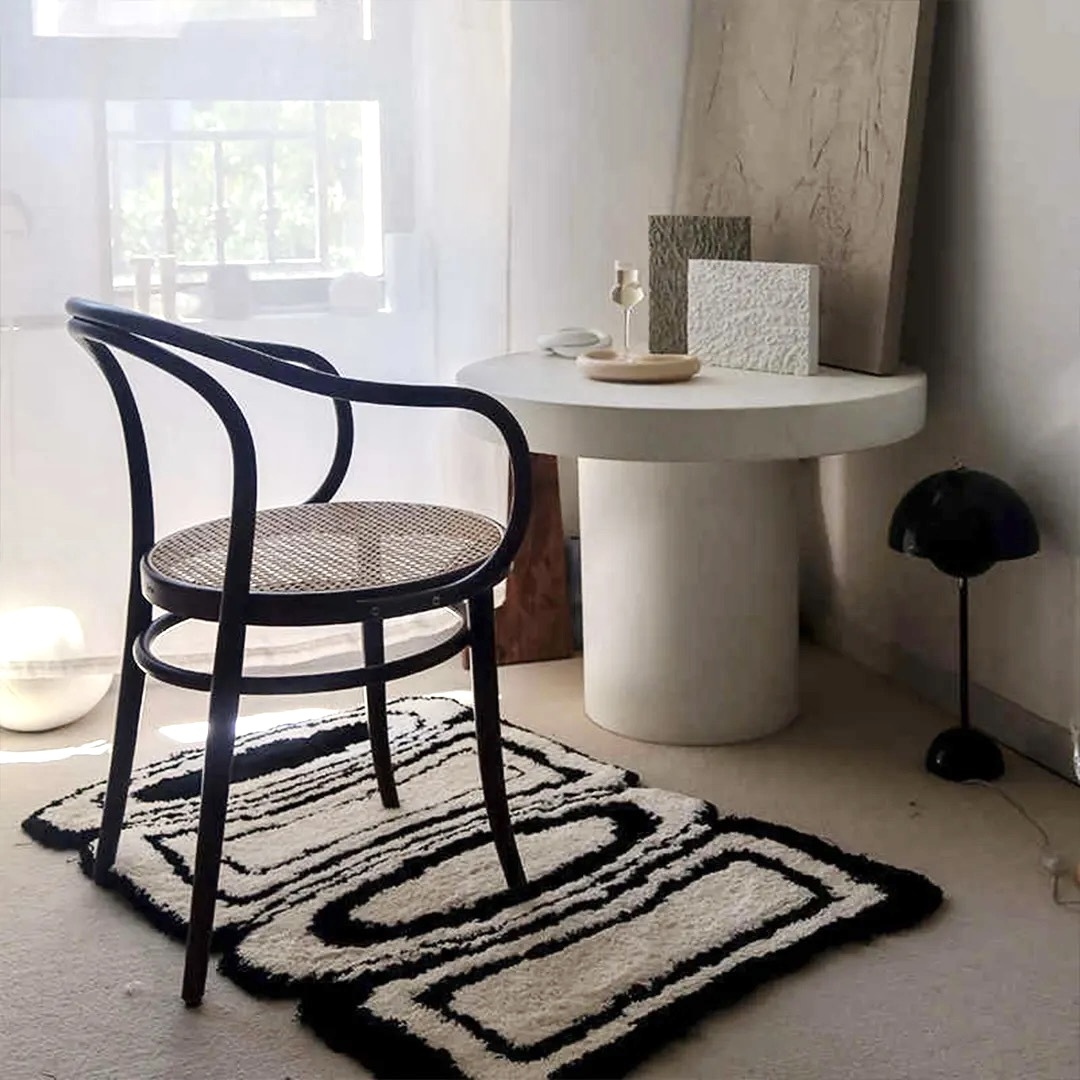 Modern Geometry Flocked Rug