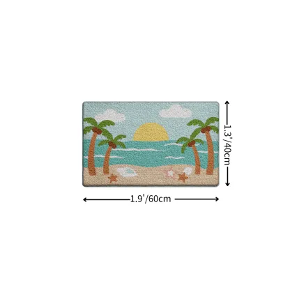 Tropical Sunset Beach Flocked Rug