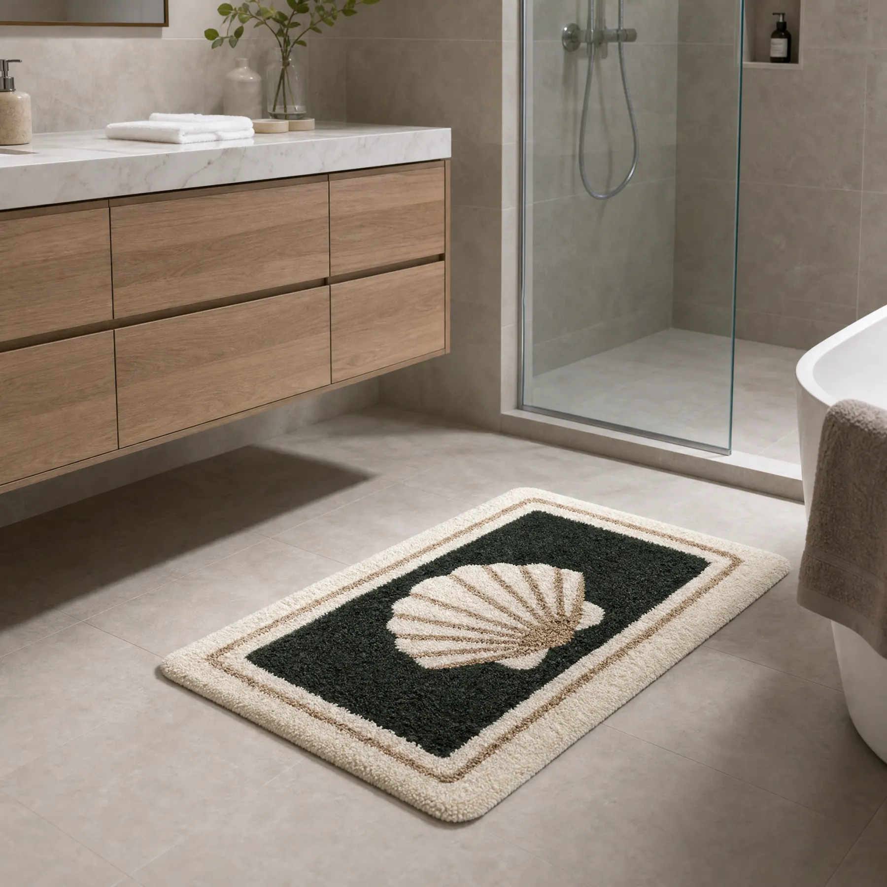 Scallop Shell Flocked Rug