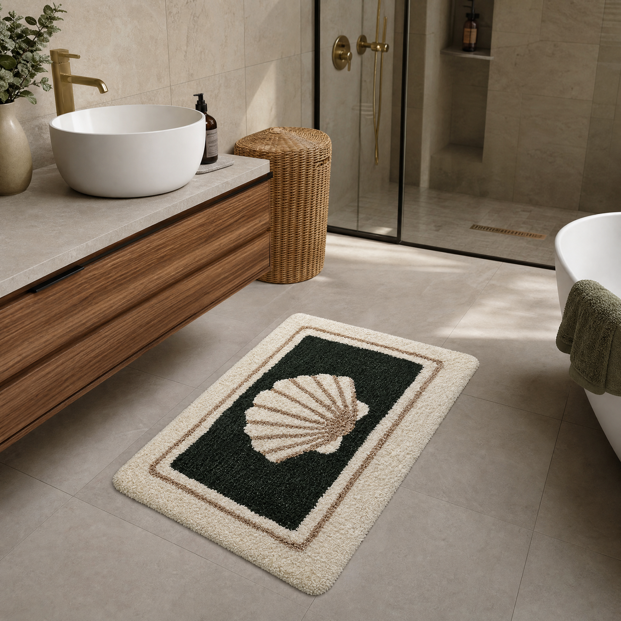 Scallop Shell Flocked Rug