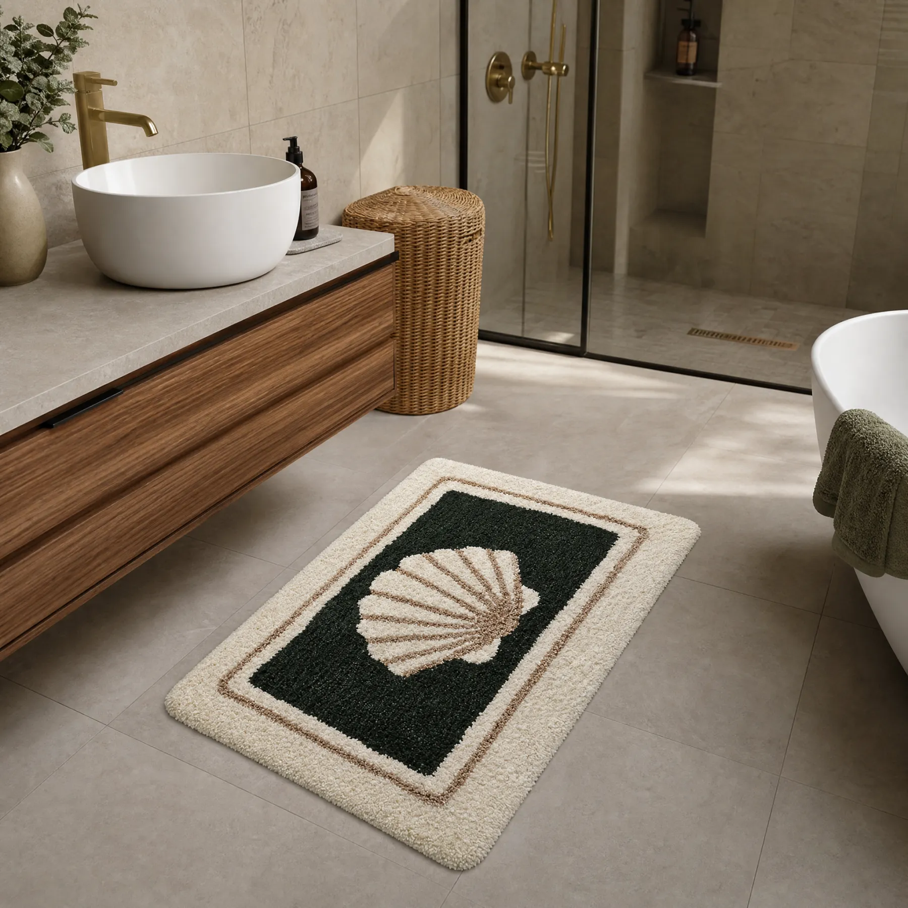 Scallop Shell Flocked Rug