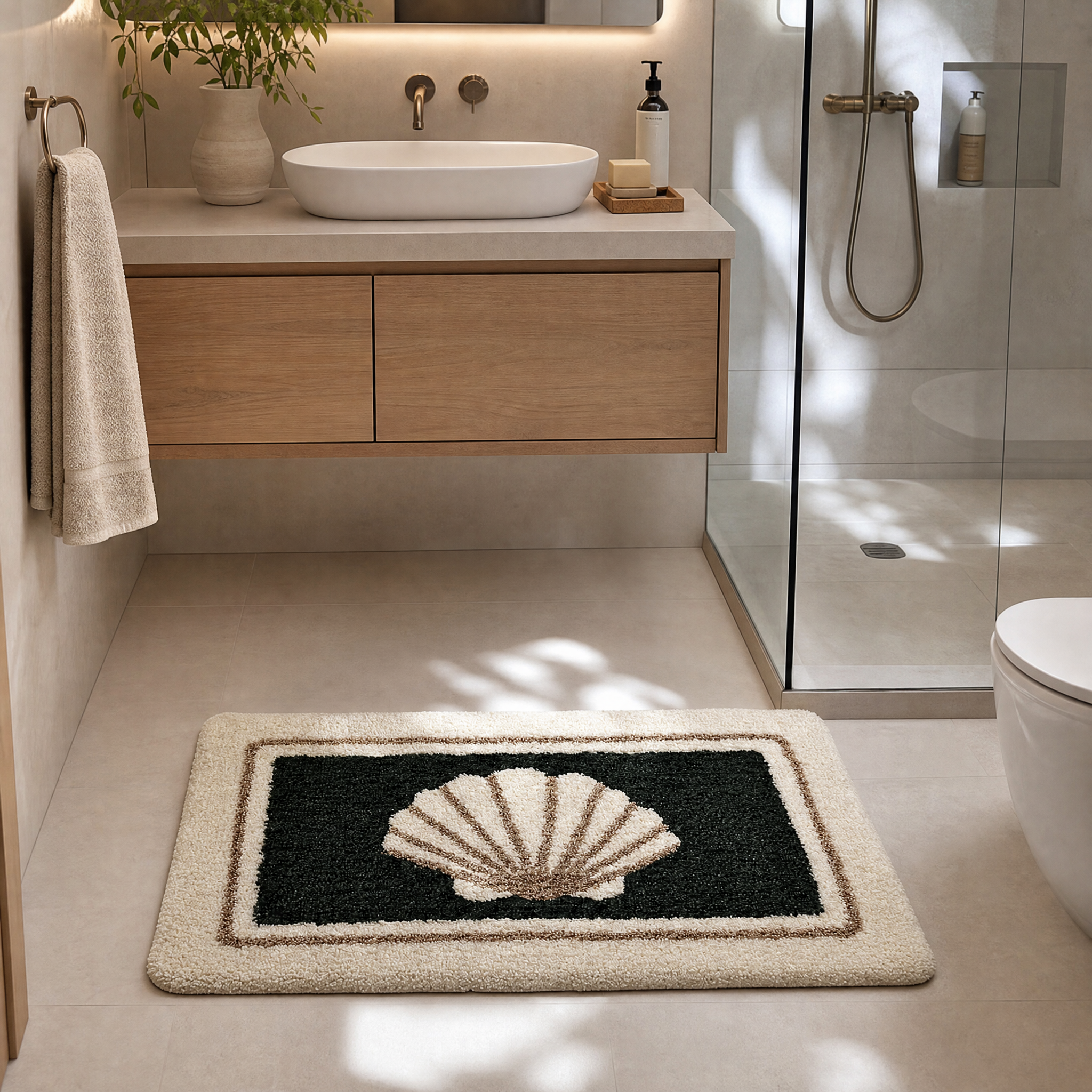 Scallop Shell Flocked Rug