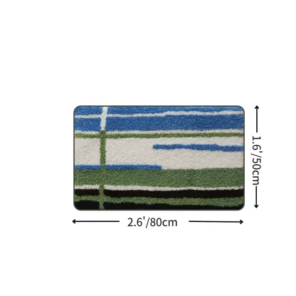 Abstract Color Block Stripe Flocked Rug