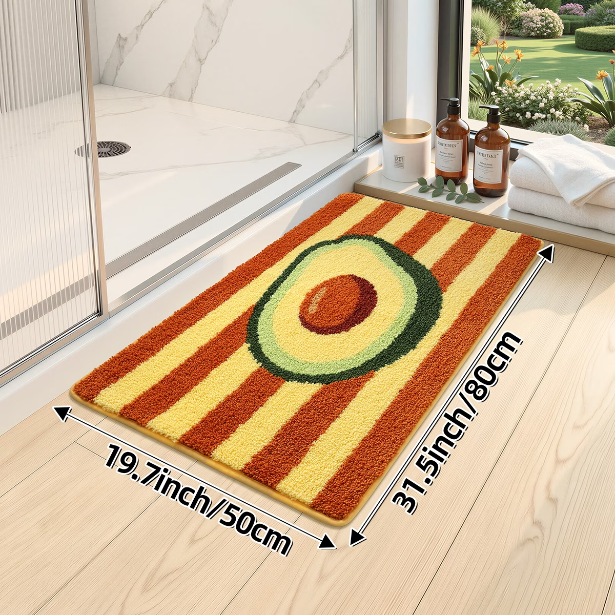 Avocado Stripe Flocked Rug