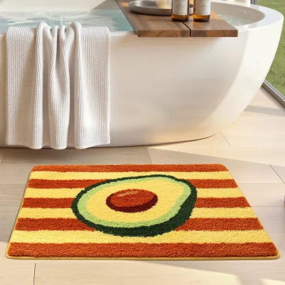 Avocado Stripe Flocked Rug