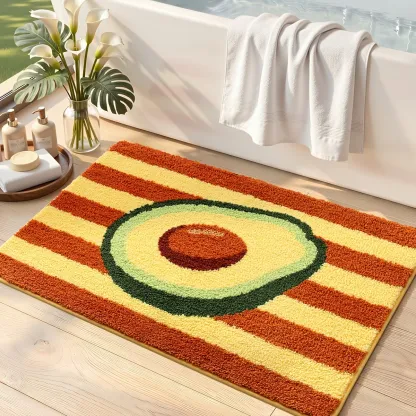 Avocado Stripe Flocked Rug