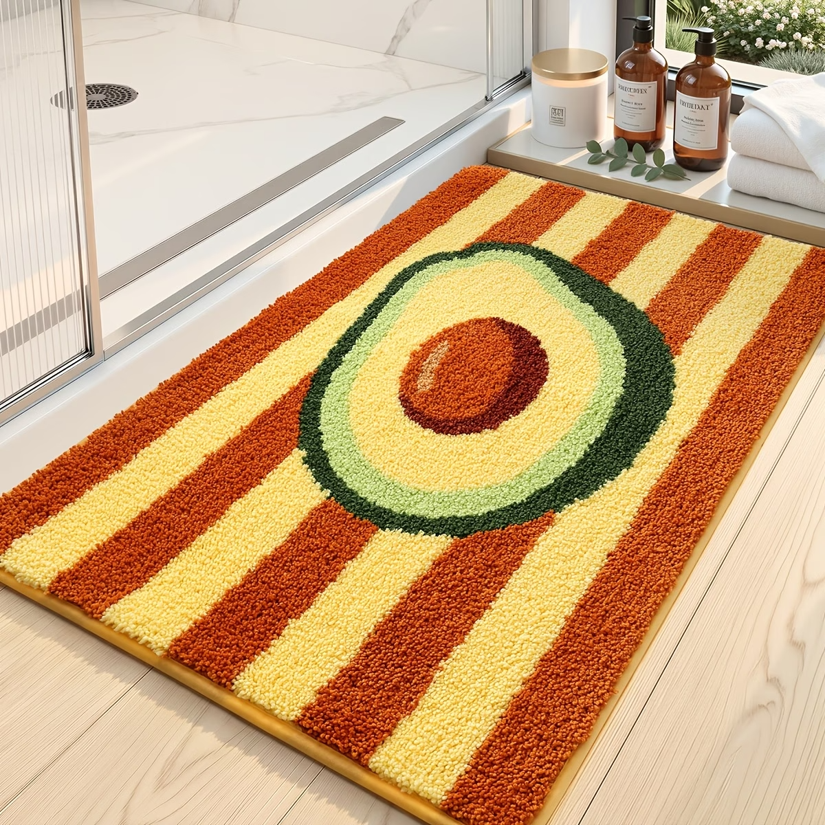 Avocado Stripe Flocked Rug
