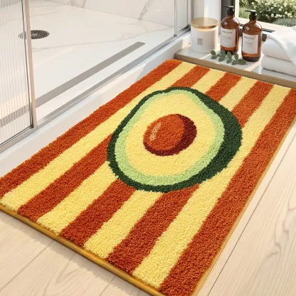 Avocado Stripe Flocked Rug