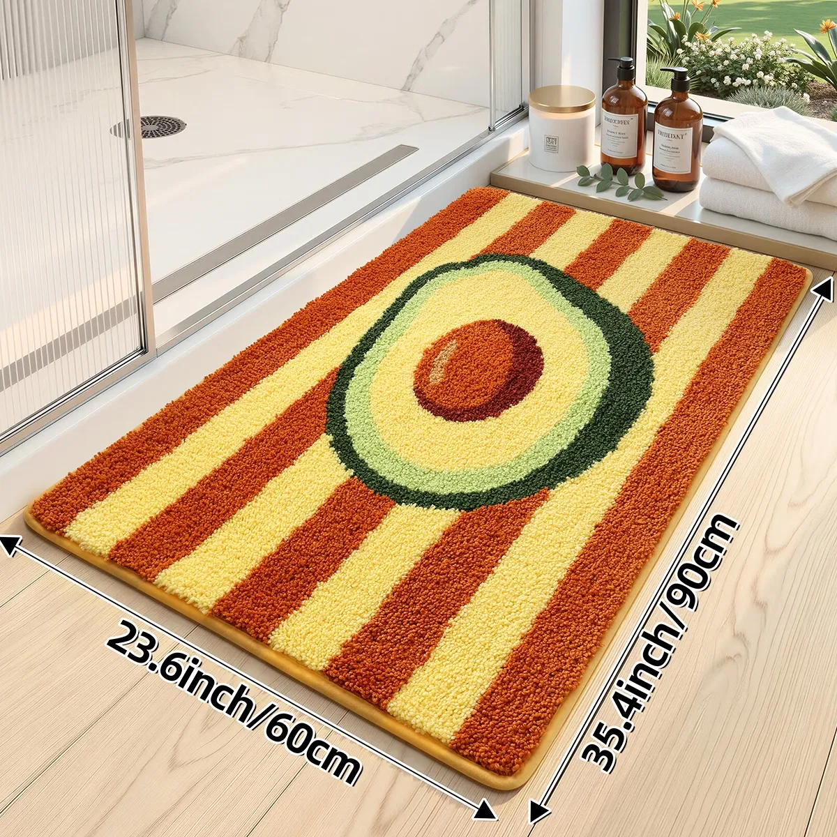 Avocado Stripe Flocked Rug