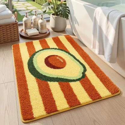 Avocado Stripe Flocked Rug