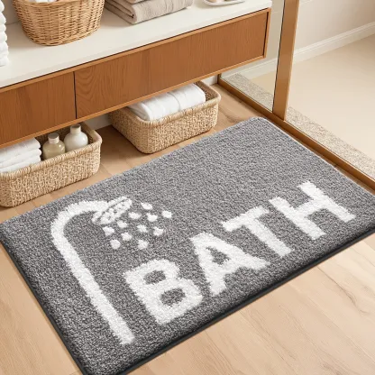 Bath Shower Icon Flocked Rug