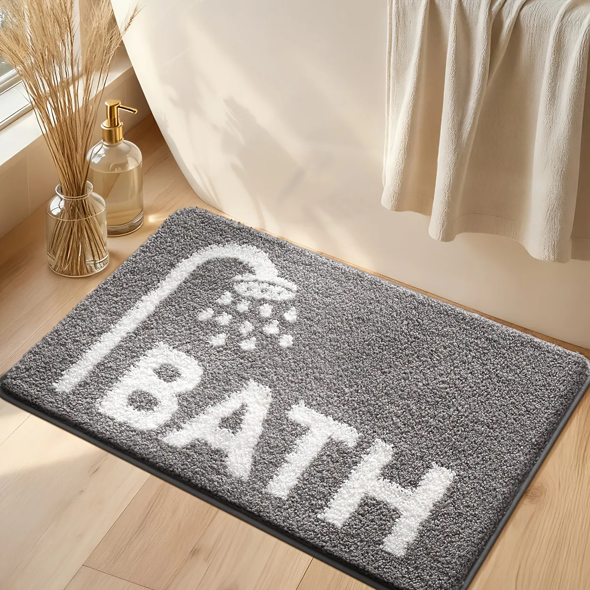 Bath Shower Icon Flocked Rug