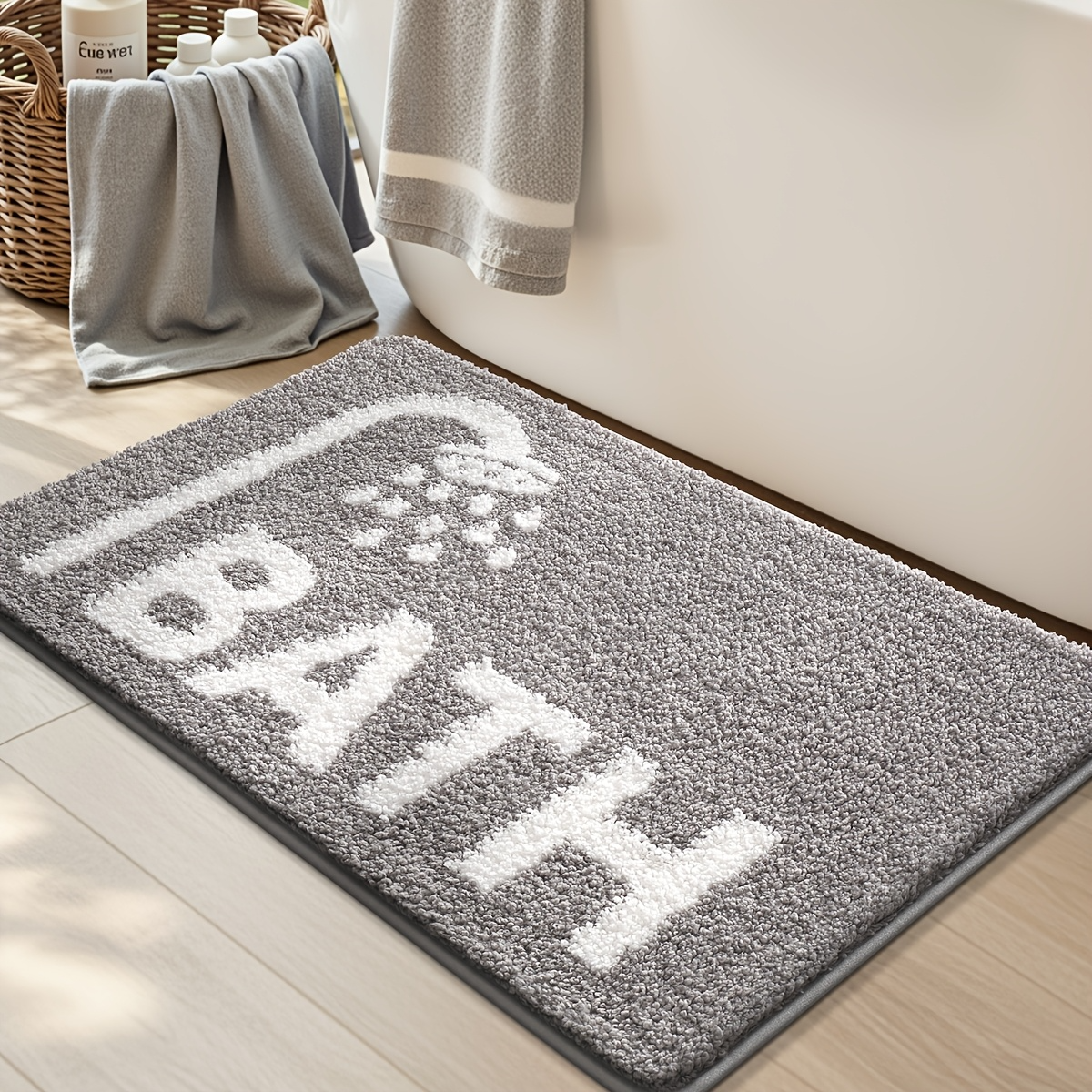 Bath Shower Icon Flocked Rug