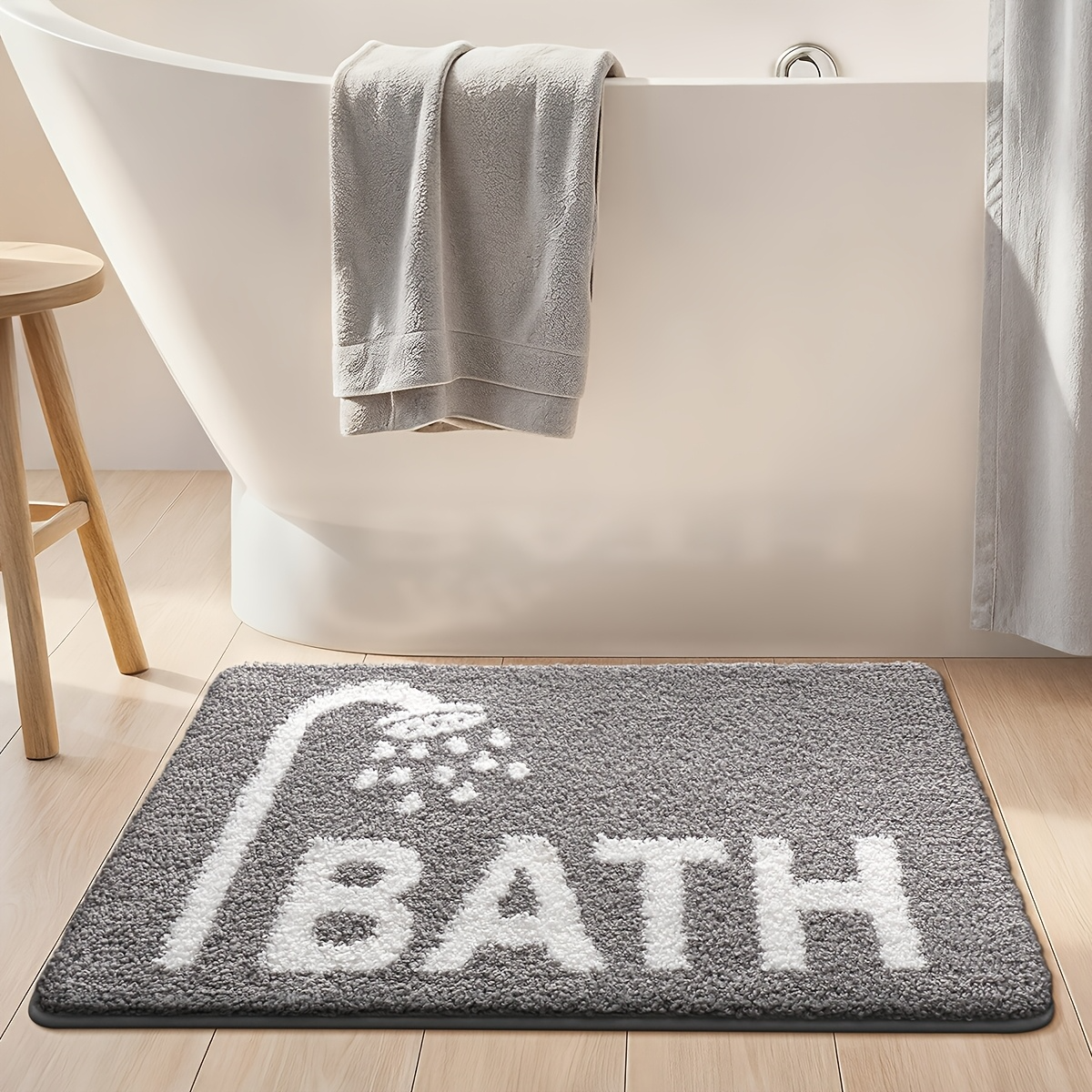 Bath Shower Icon Flocked Rug
