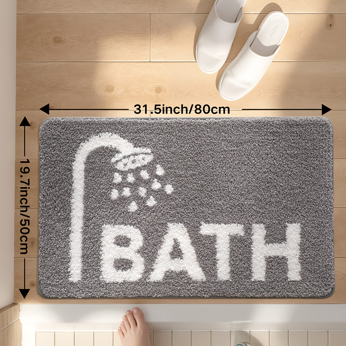 Bath Shower Icon Flocked Rug
