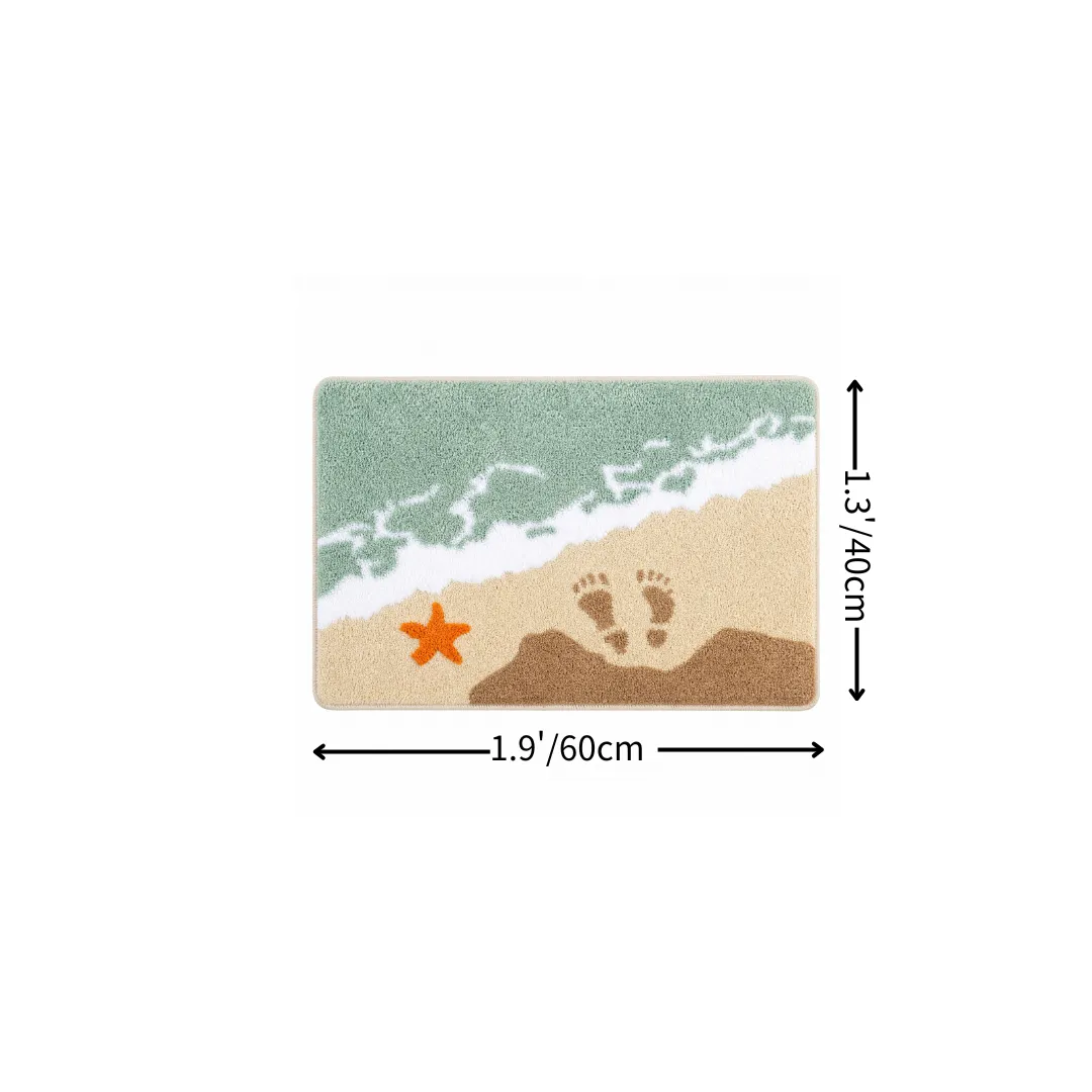 Beach Footprint Starfish Flocked Rug