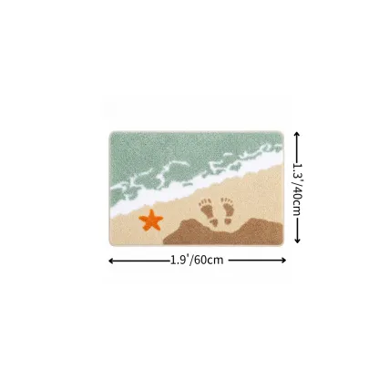 Beach Footprint Starfish Flocked Rug
