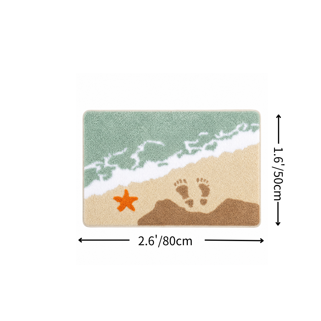 Beach Footprint Starfish Flocked Rug
