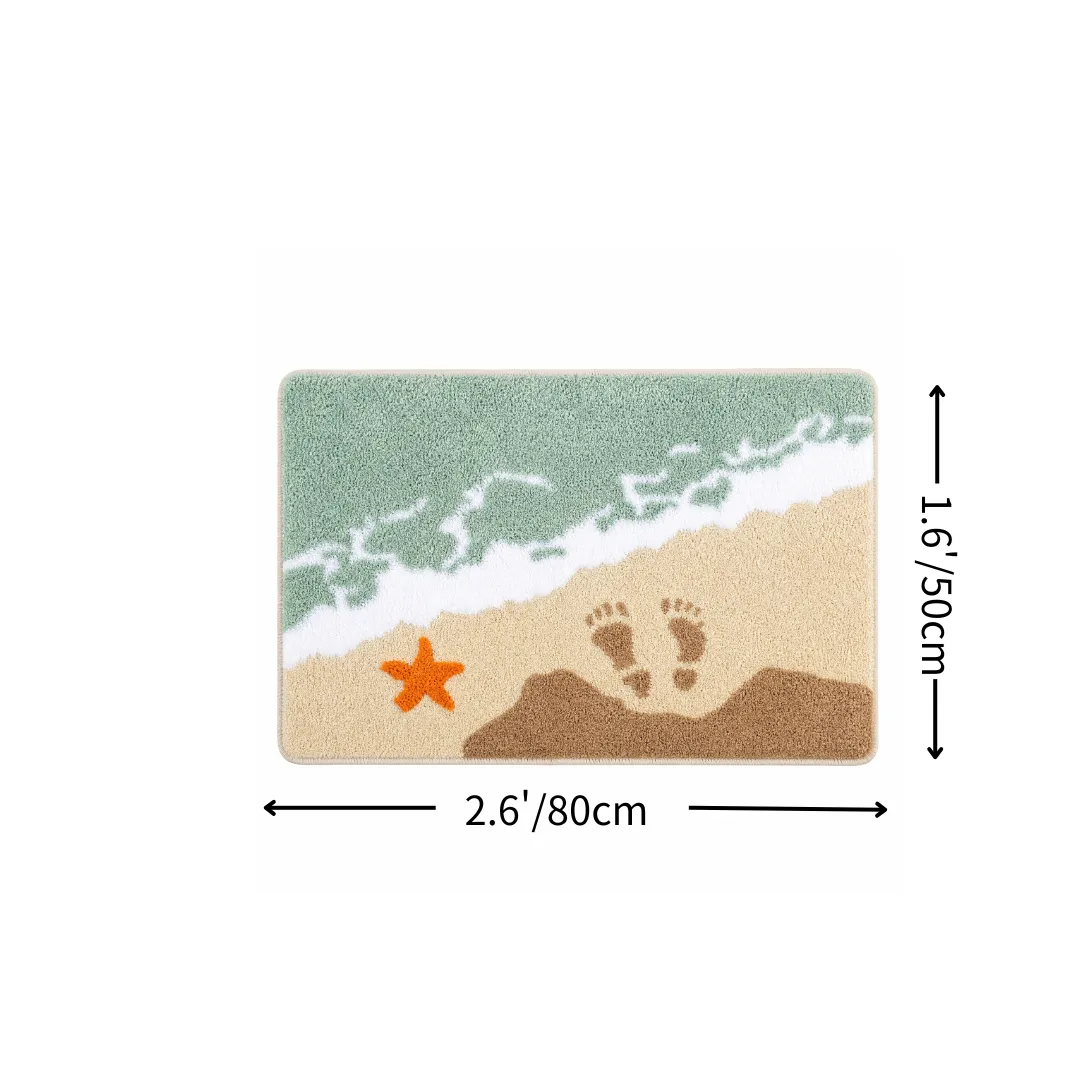 Beach Footprint Starfish Flocked Rug