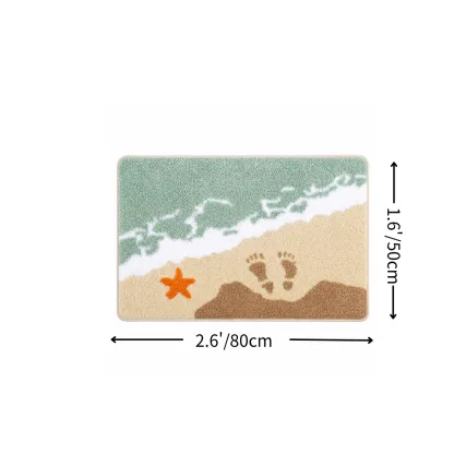 Beach Footprint Starfish Flocked Rug