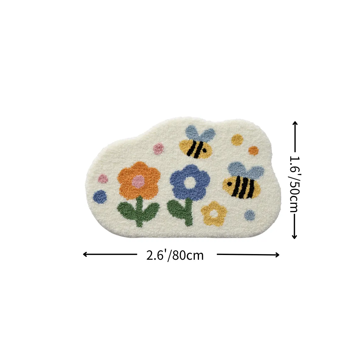 Bee Floral Flocked Rug