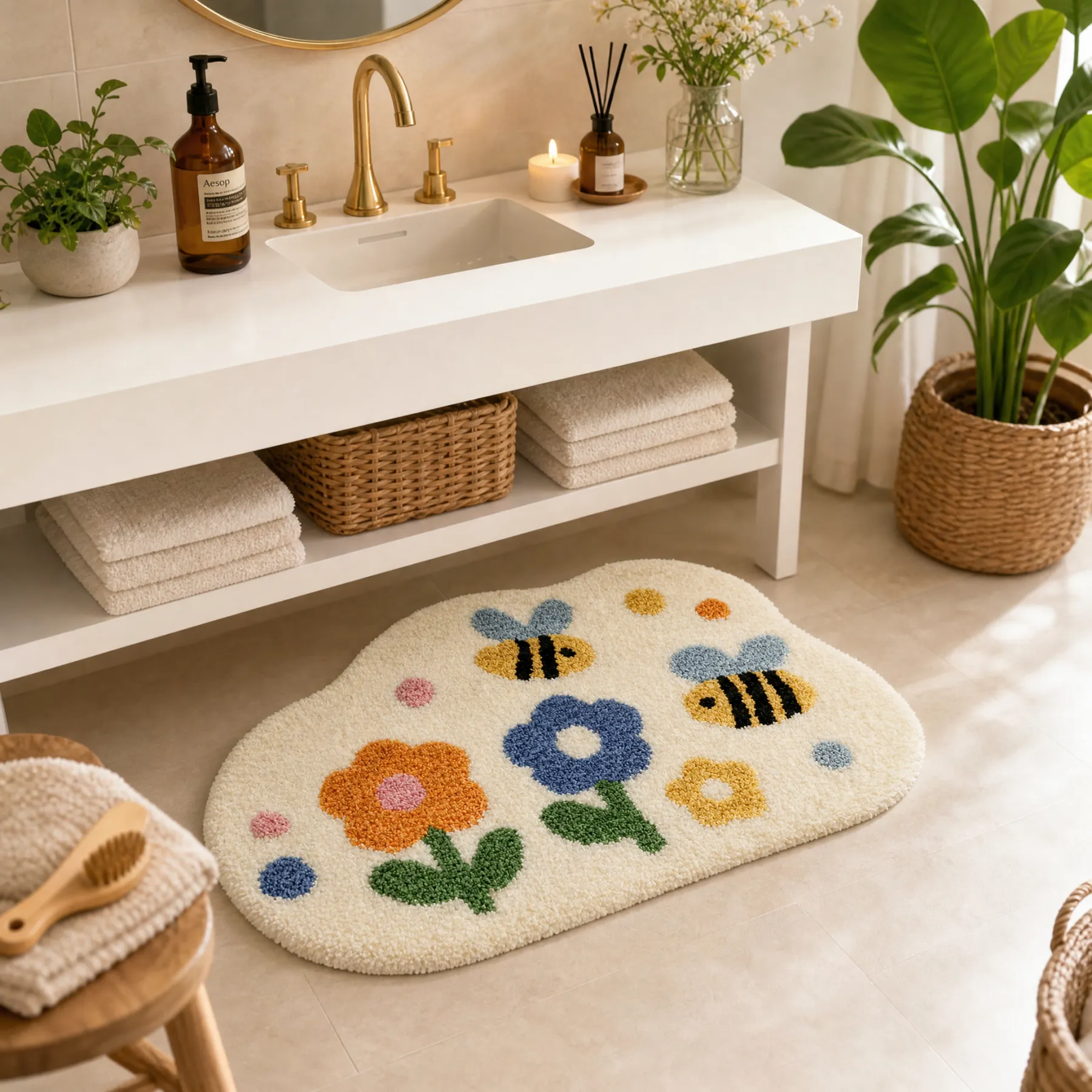 Bee Floral Flocked Rug