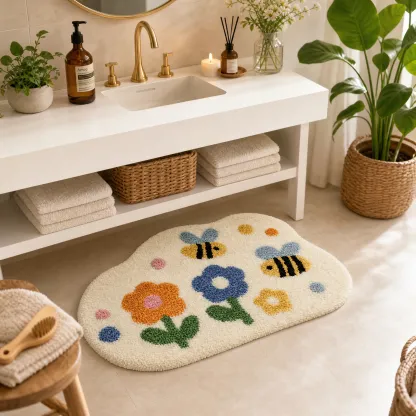 Bee Floral Flocked Rug
