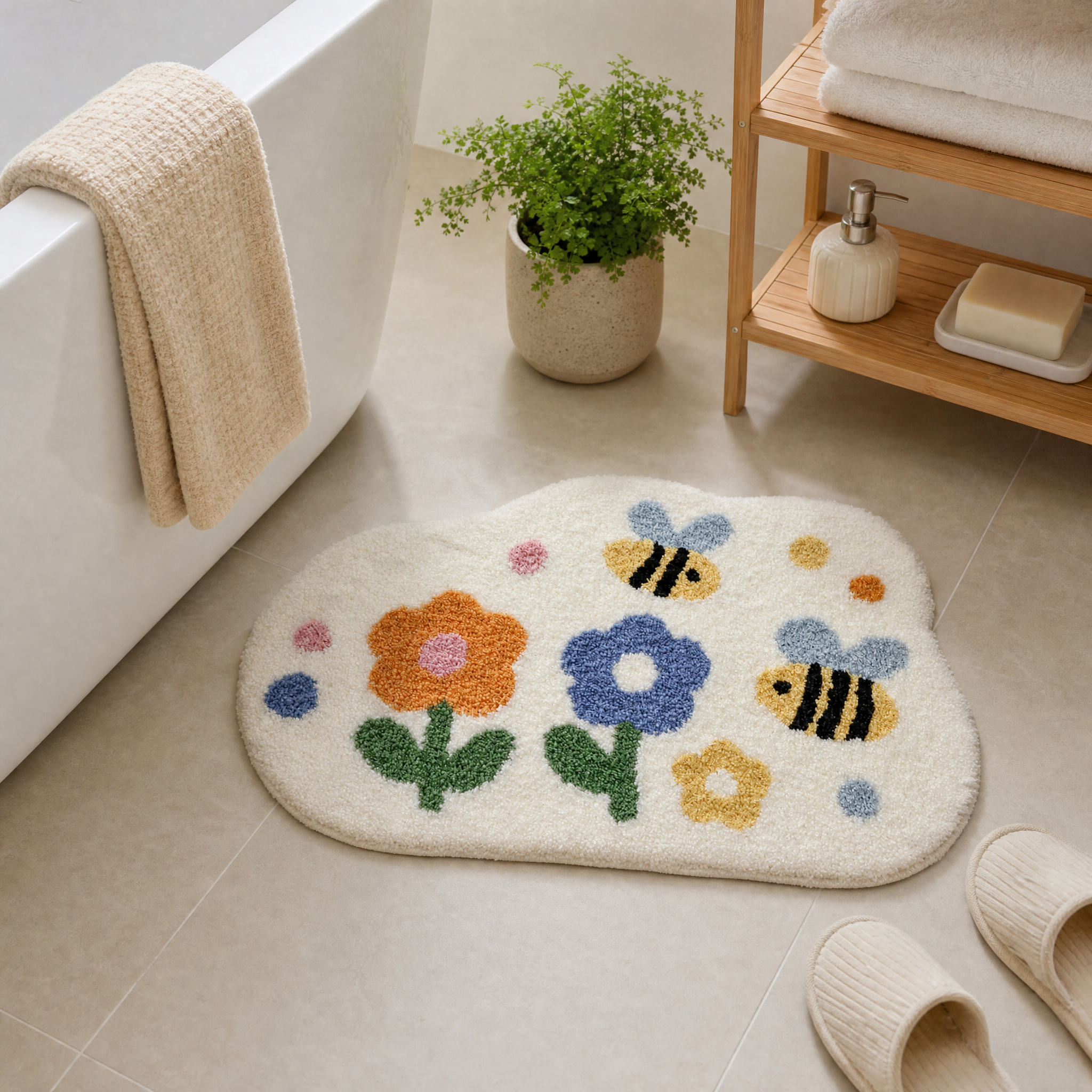 Bee Floral Flocked Rug