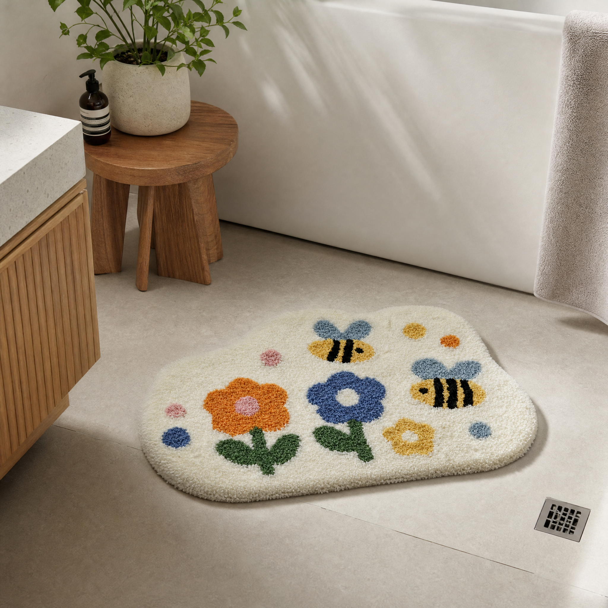 Bee Floral Flocked Rug