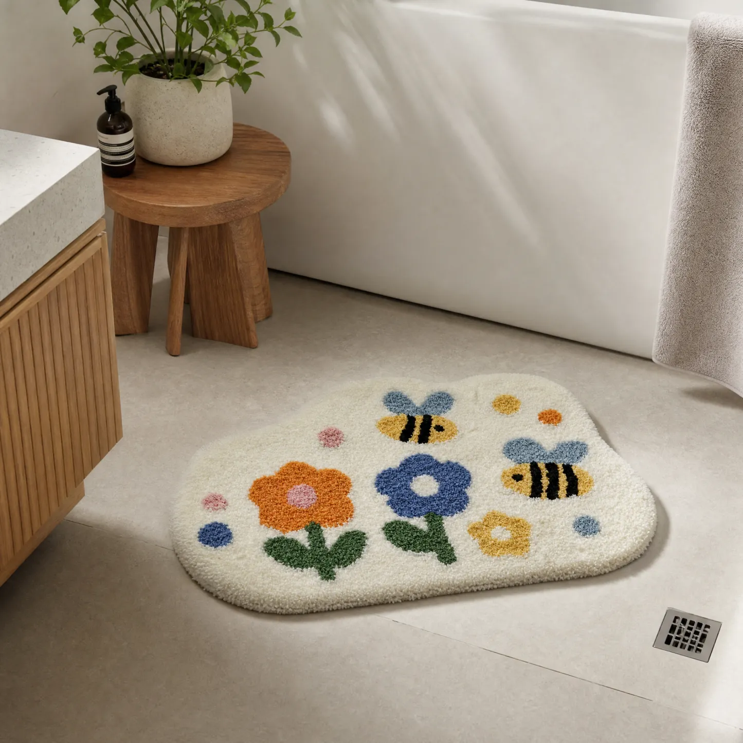 Bee Floral Flocked Rug