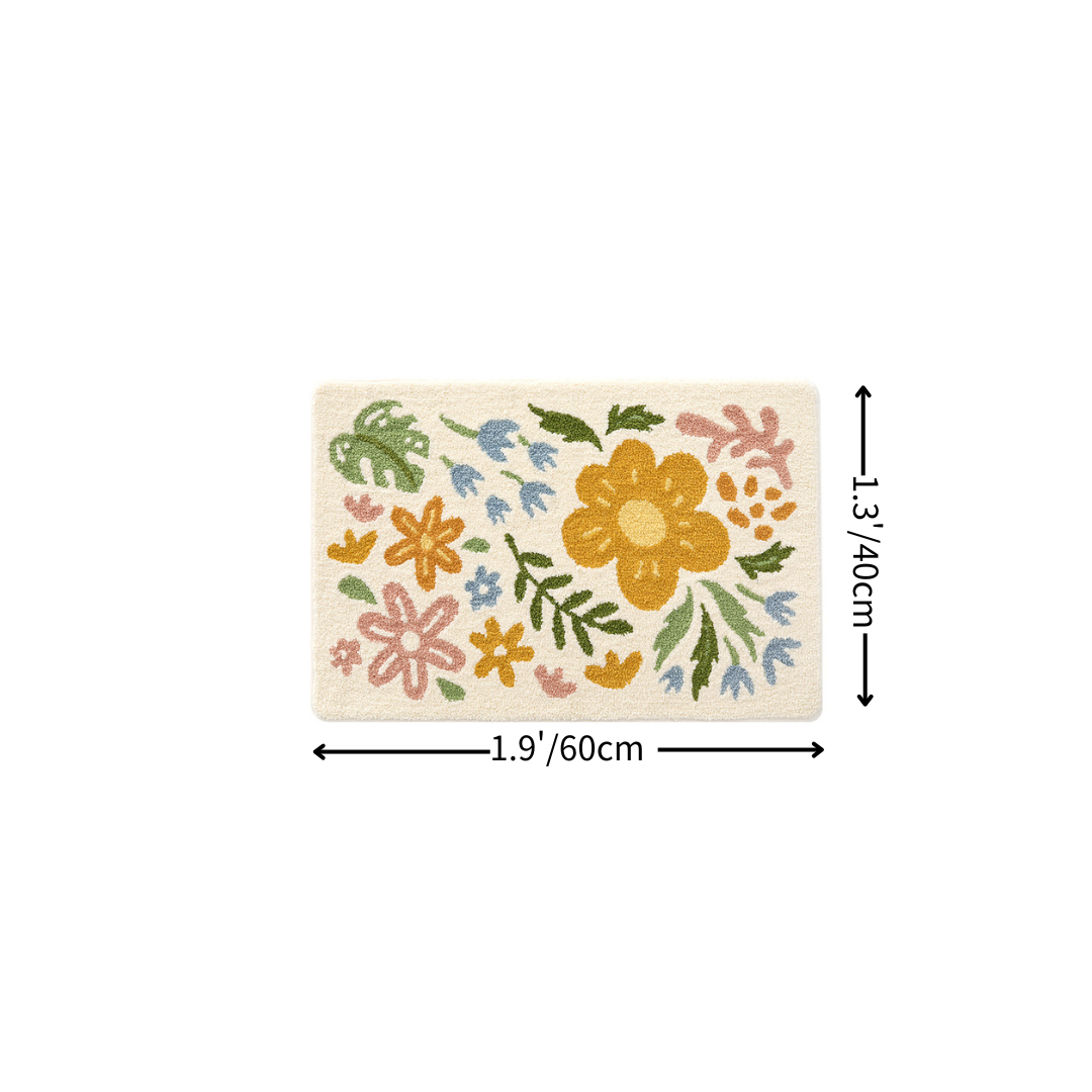 Boho Vibrant Floral Flocked Rug