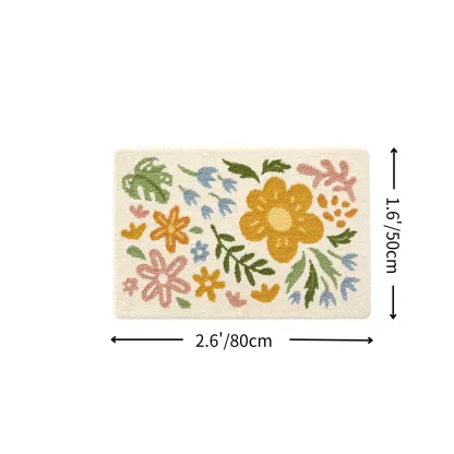 Boho Vibrant Floral Flocked Rug