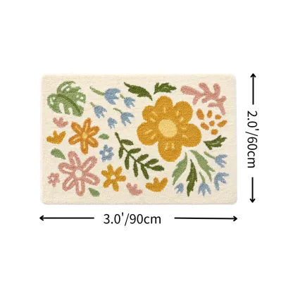 Boho Vibrant Floral Flocked Rug