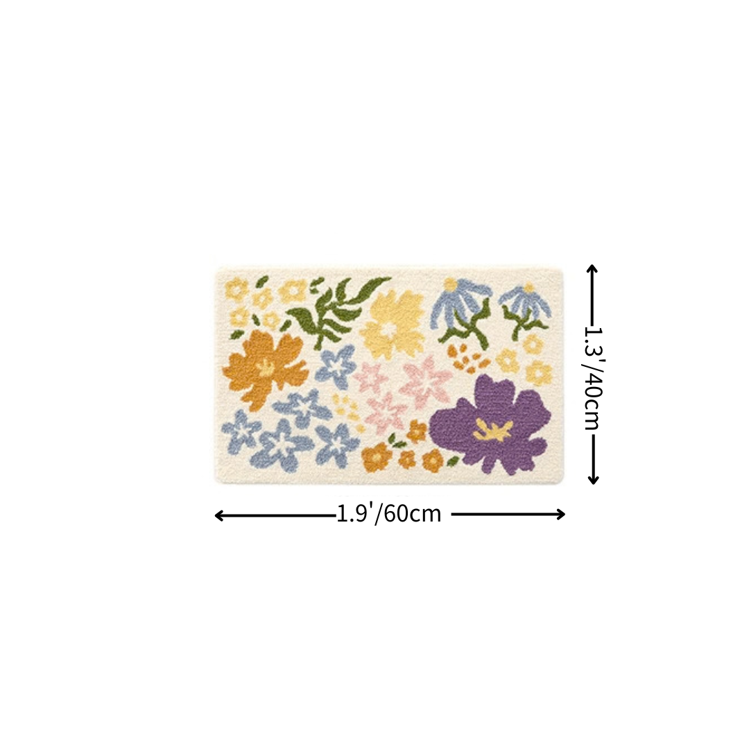 Boho Wildflower Meadow Flocked Rug