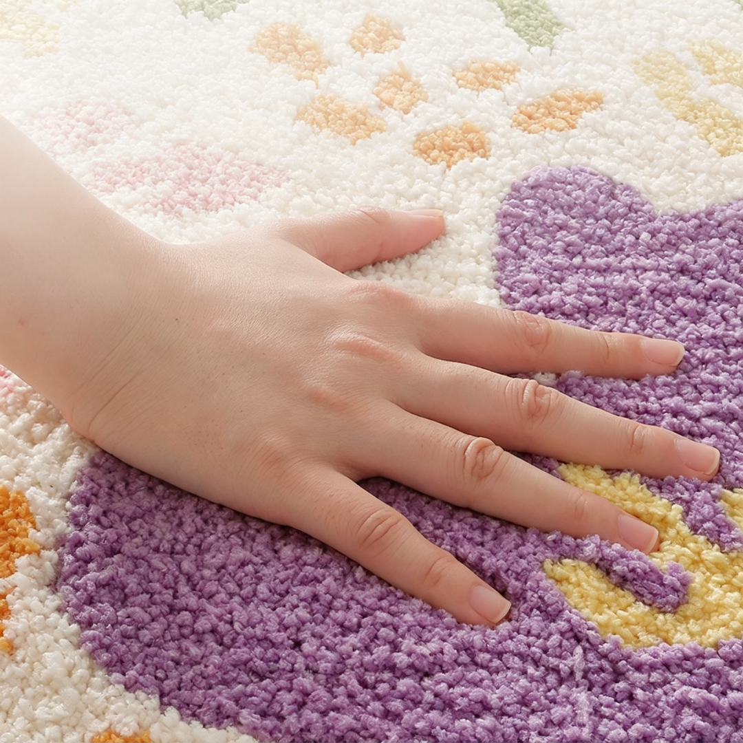 Boho Wildflower Meadow Flocked Rug