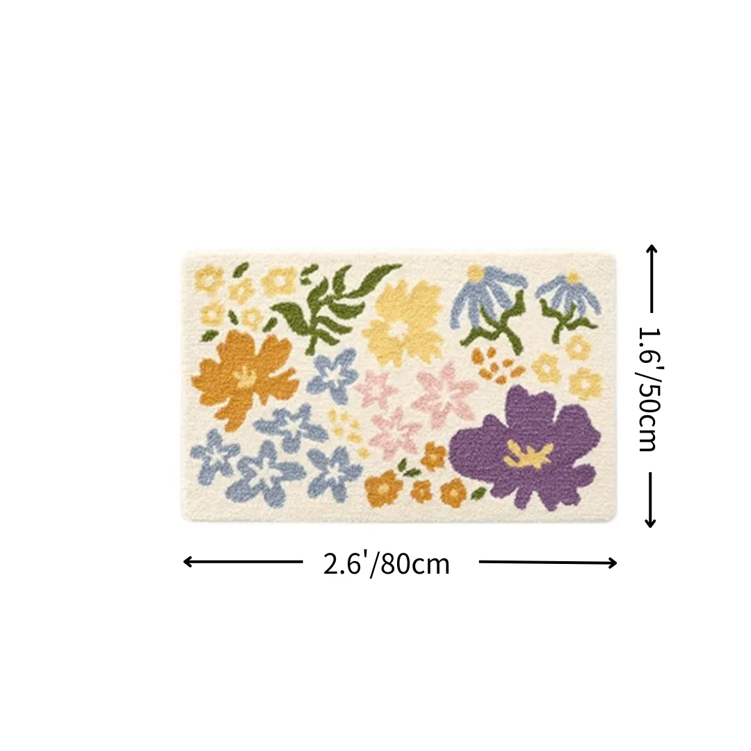 Boho Wildflower Meadow Flocked Rug
