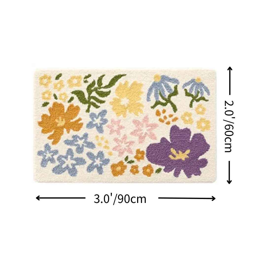 Boho Wildflower Meadow Flocked Rug
