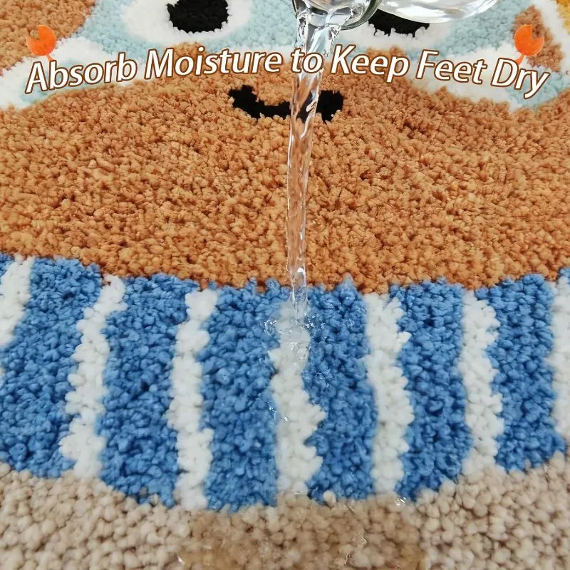 Coastal Happy Crab Flocked Rug