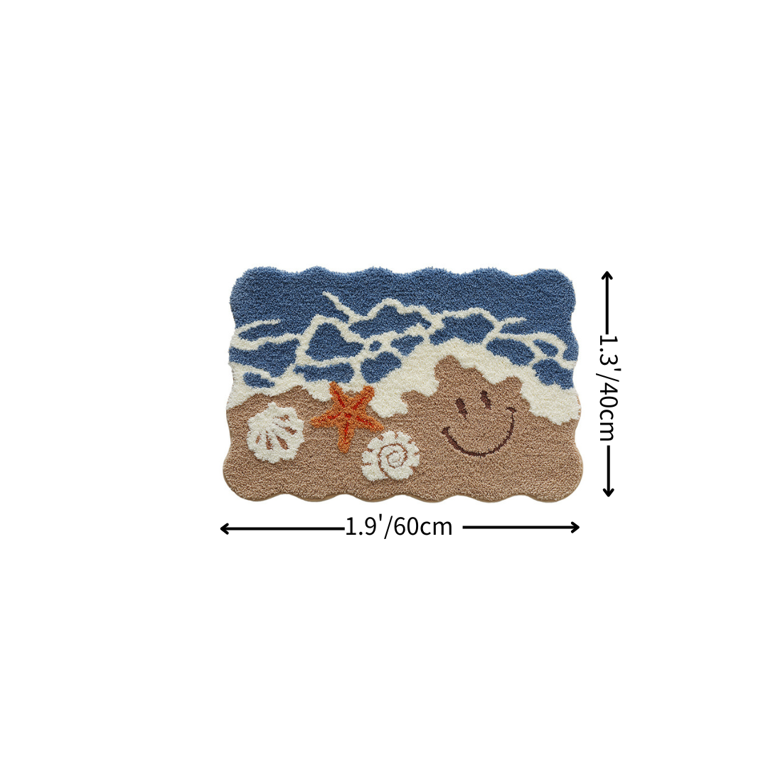 Coastal Smiley Flocked rug