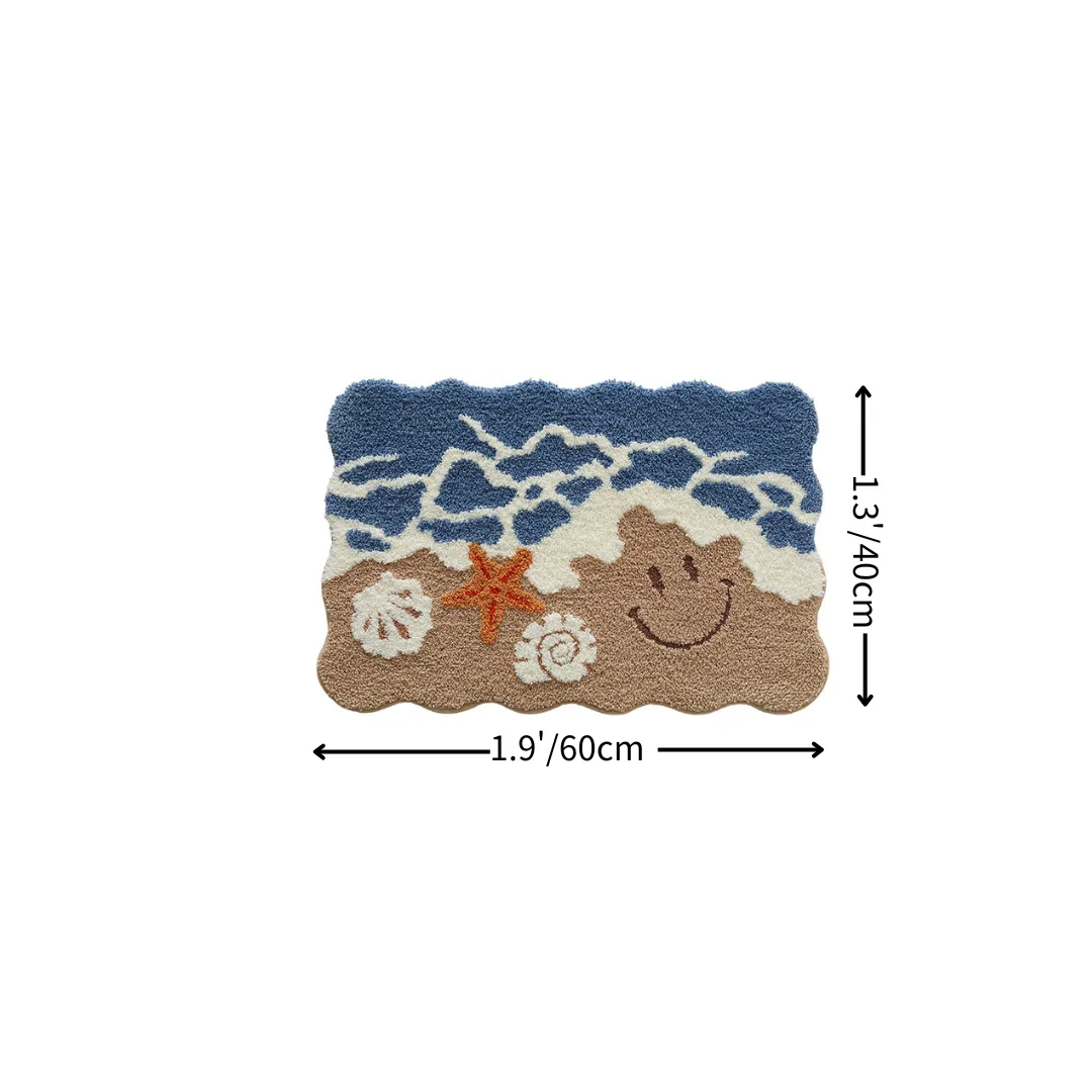 Coastal Smiley Flocked rug