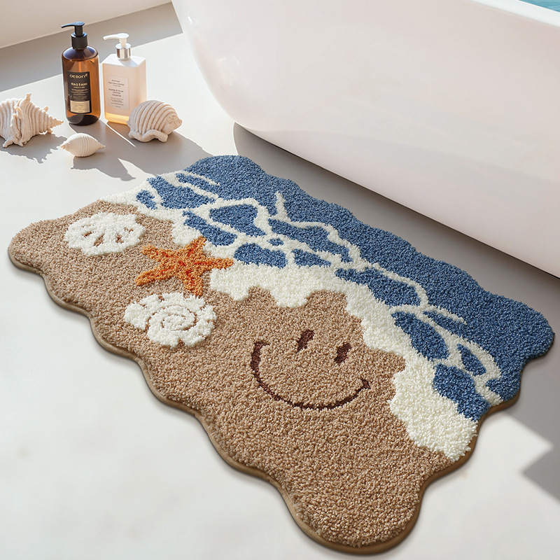 Coastal Smiley Flocked rug
