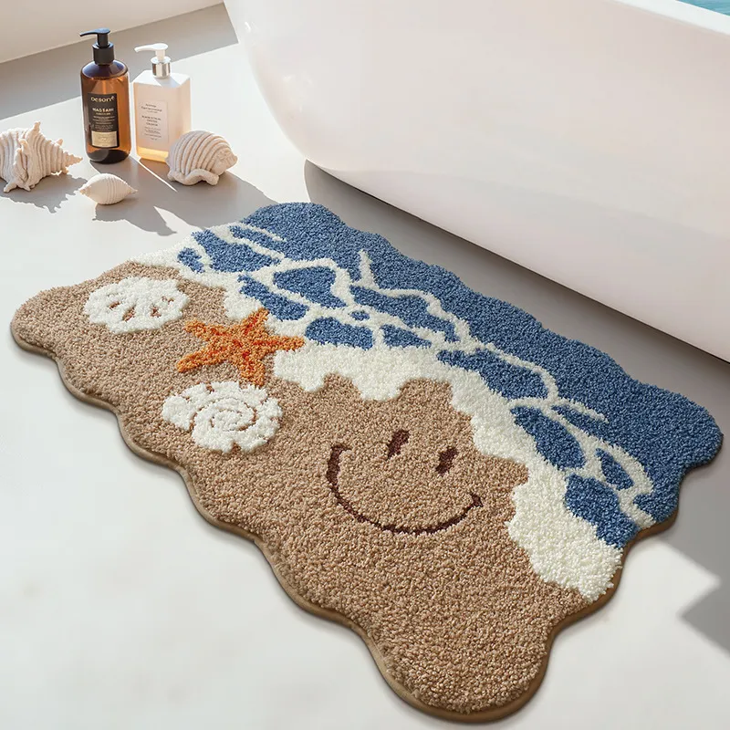 Coastal Smiley Flocked rug