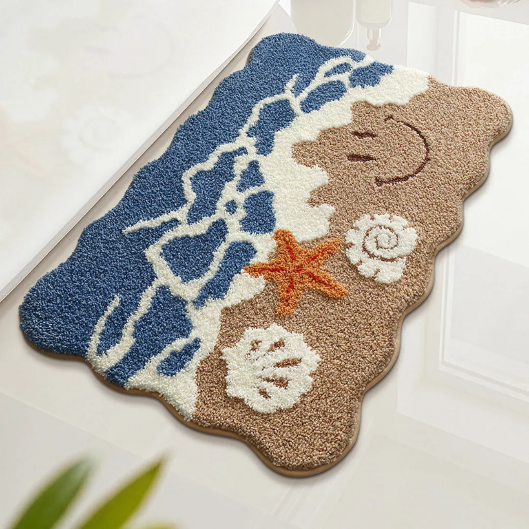 Coastal Smiley Flocked rug