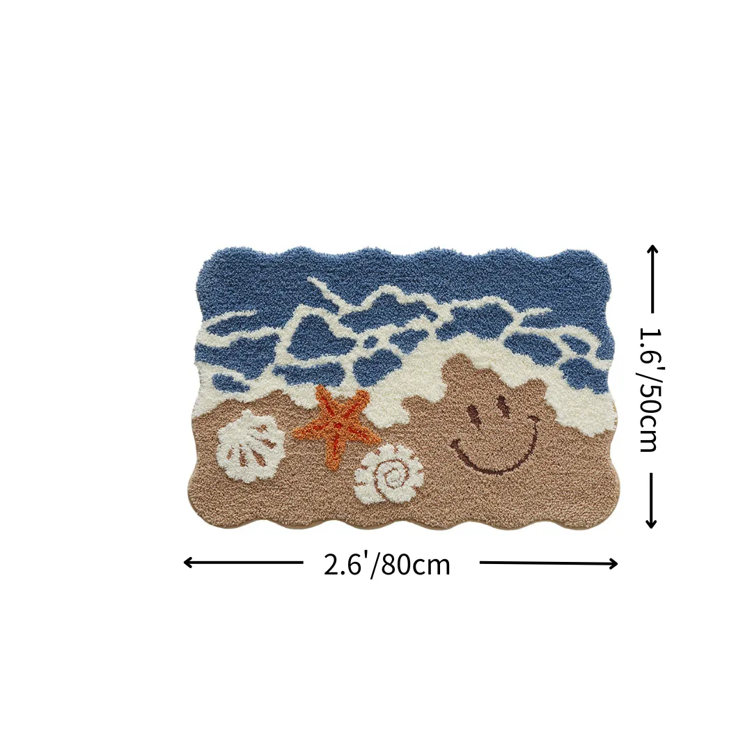 Coastal Smiley Flocked rug