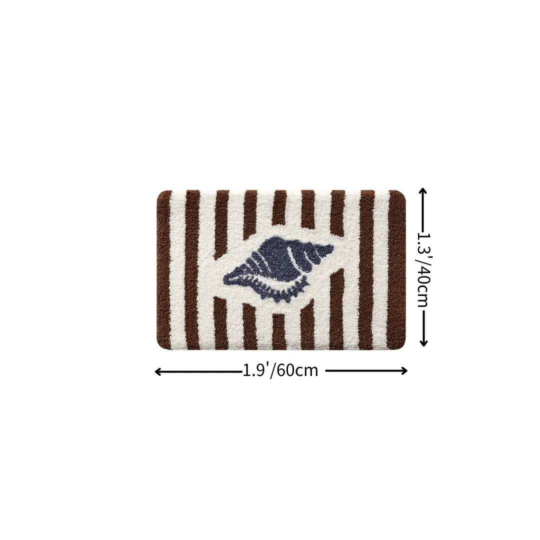Coastal Striped Conch Flocked Rug