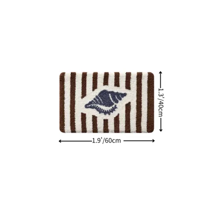 Coastal Striped Conch Flocked Rug