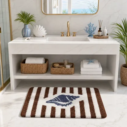 Coastal Striped Conch Flocked Rug